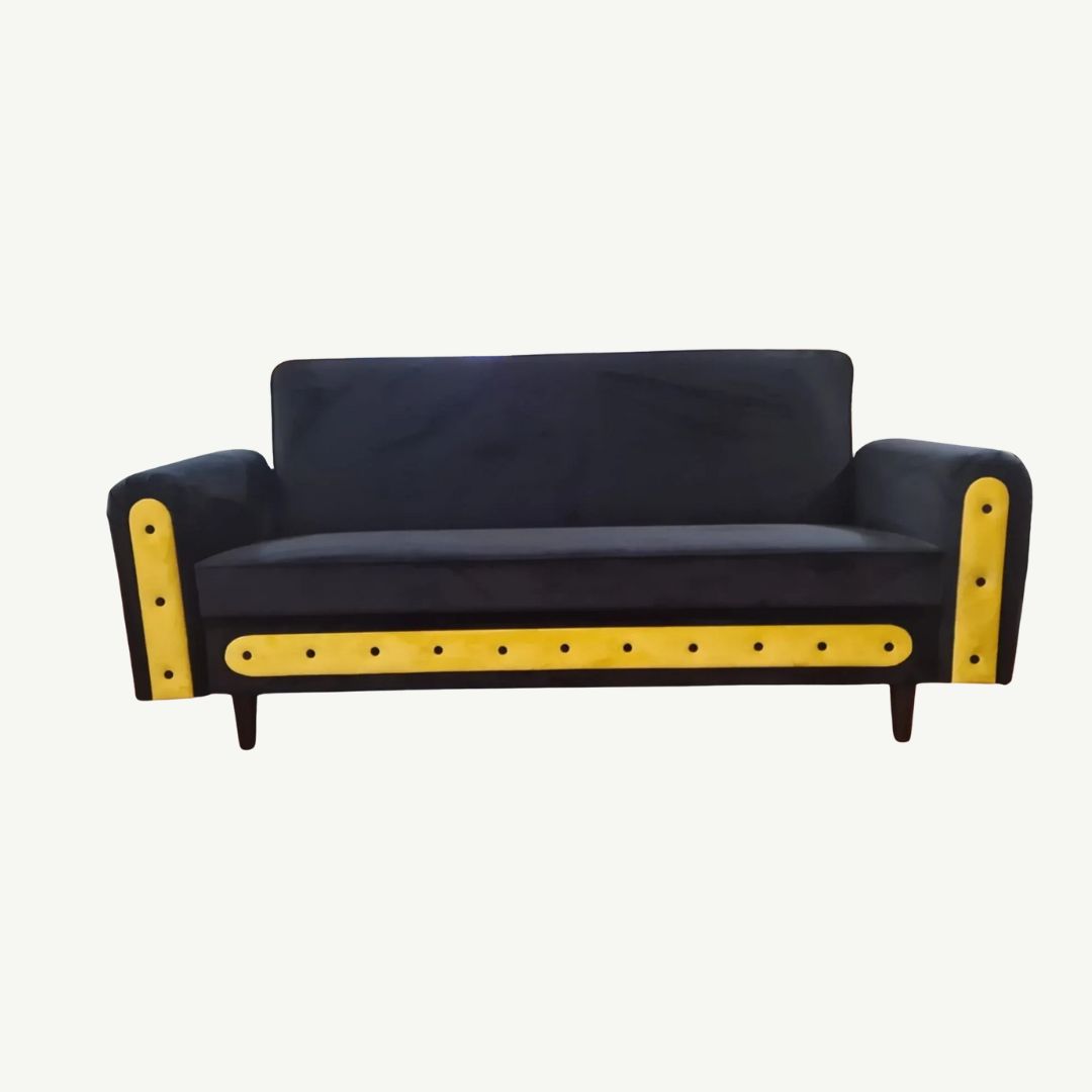 CONTEMPORARY TWO-TONE VELVET SETTEE