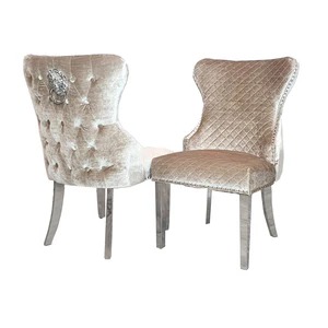 Chelsea Dining Chair ALL COLOURS with Lion Knocker & Buttoned Back - Image 3