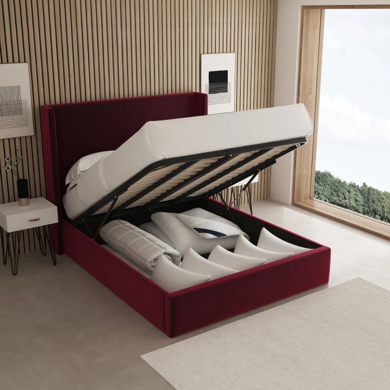 CLASSIC WINGED FABRIC UPHOLSTERED BED FRAME - Image 6