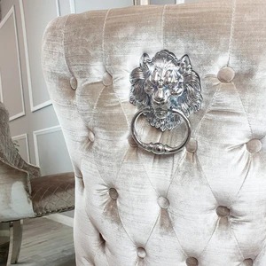 Chelsea Dining Chair ALL COLOURS with Lion Knocker & Buttoned Back - Image 5