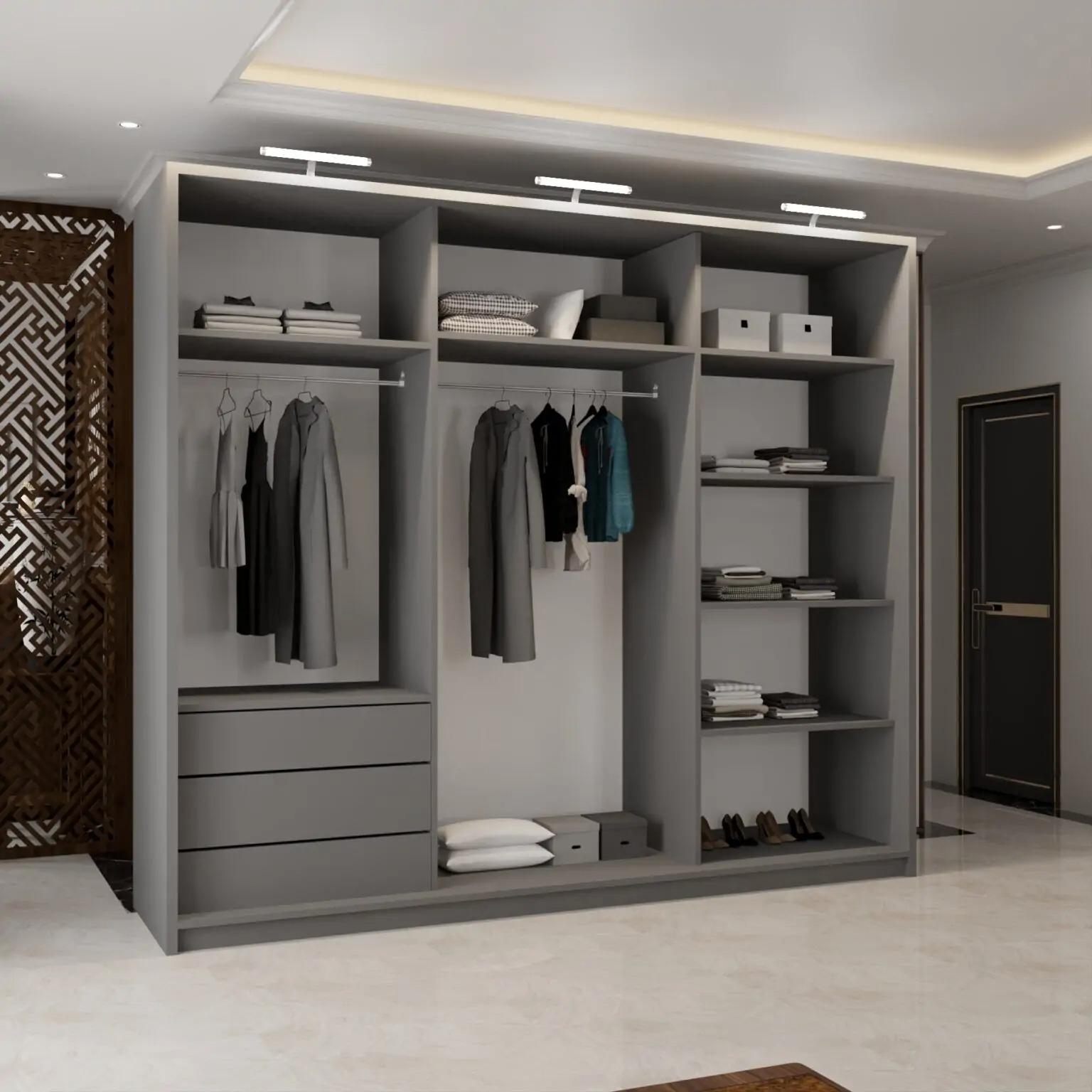 Etna Full Mirror Sliding Door Wardrobe New Branding With LED Light - Image 8