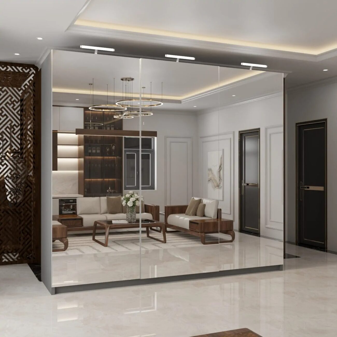 Etna Full Mirror Sliding Door Wardrobe New Branding With LED Light