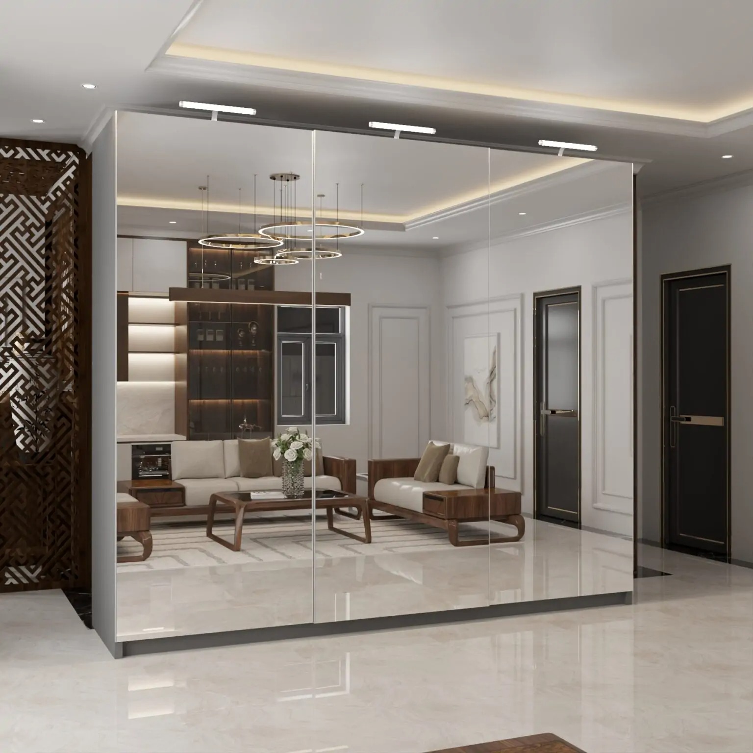 Etna Full Mirror Sliding Door Wardrobe New Branding With LED Light
