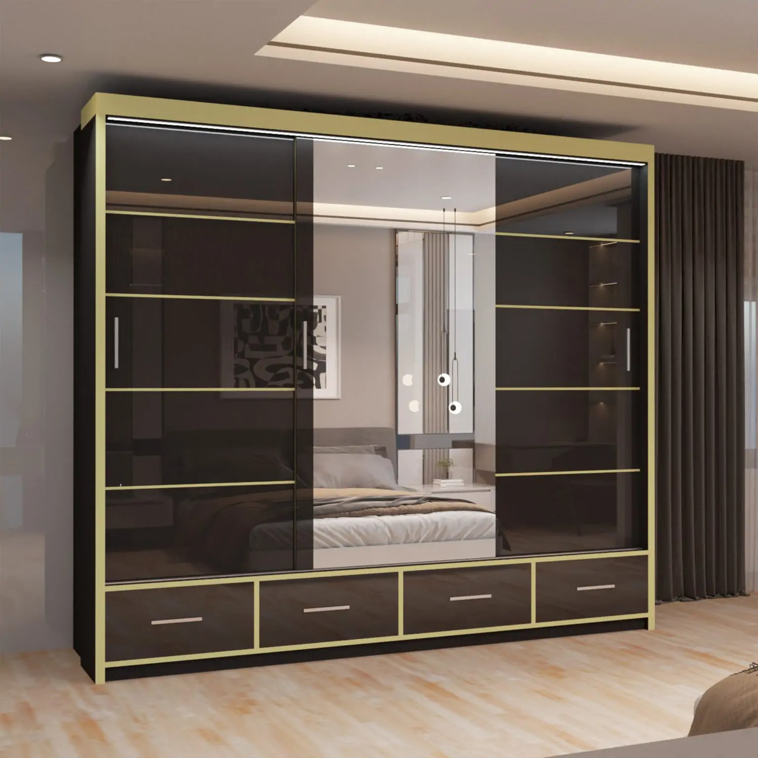Sydney High Gloss sliding Door Wardrobe (New Branding) - Image 2