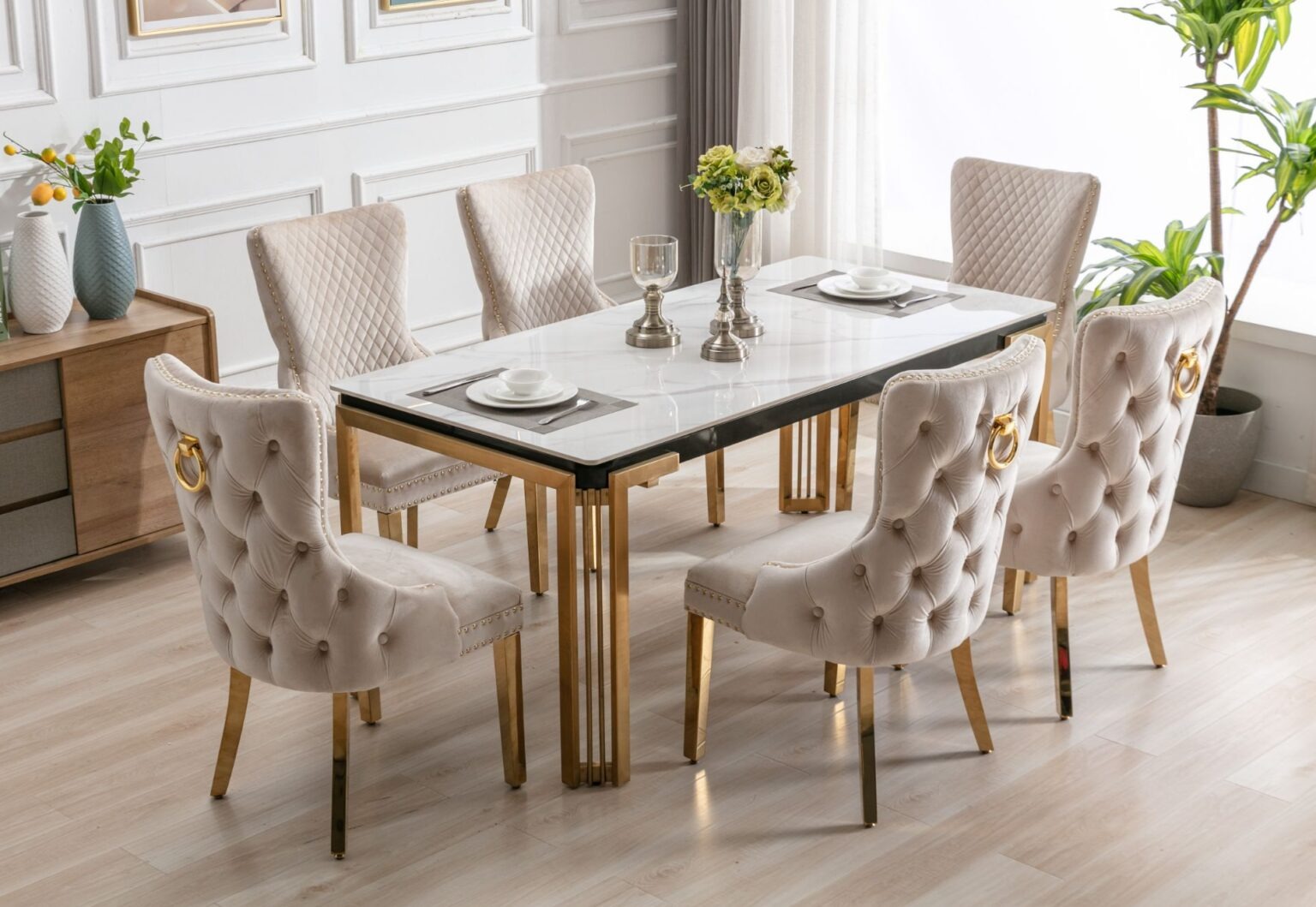 Sorrento Rectangle 150cm Ceramic Gold Table - Image 2