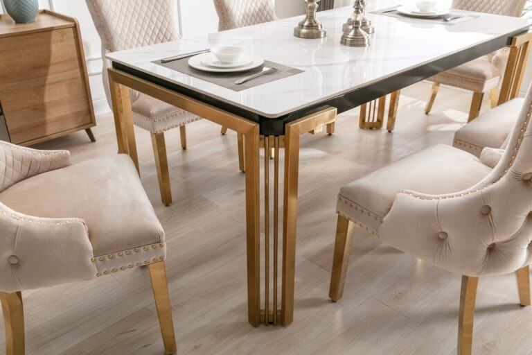 Sorrento Rectangle 150cm Ceramic Gold Table - Image 4