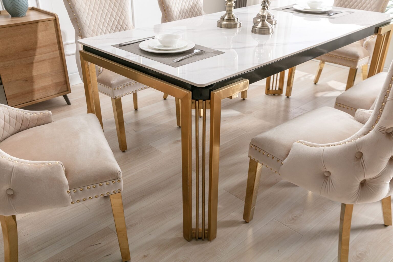 Sorrento Rectangle 150cm Ceramic Gold Table - Image 3