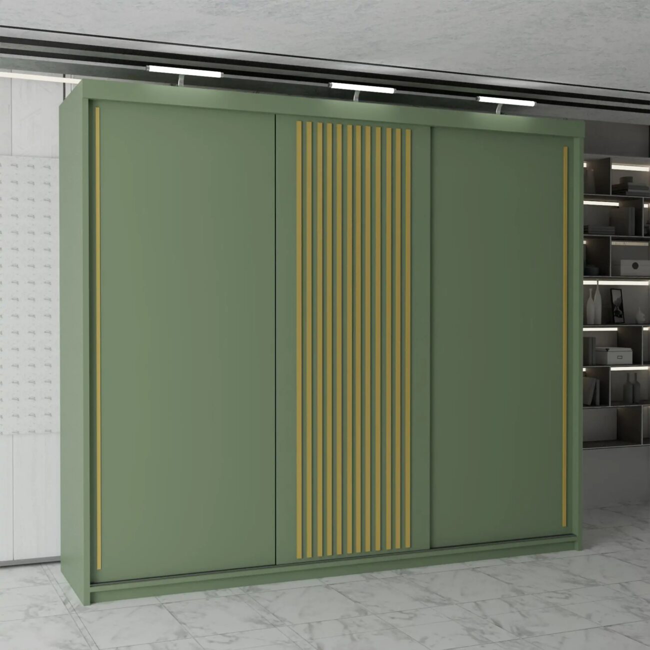 Pesto Green Sliding Door Wardrobe 3rd Branding (MN DB) - Image 7
