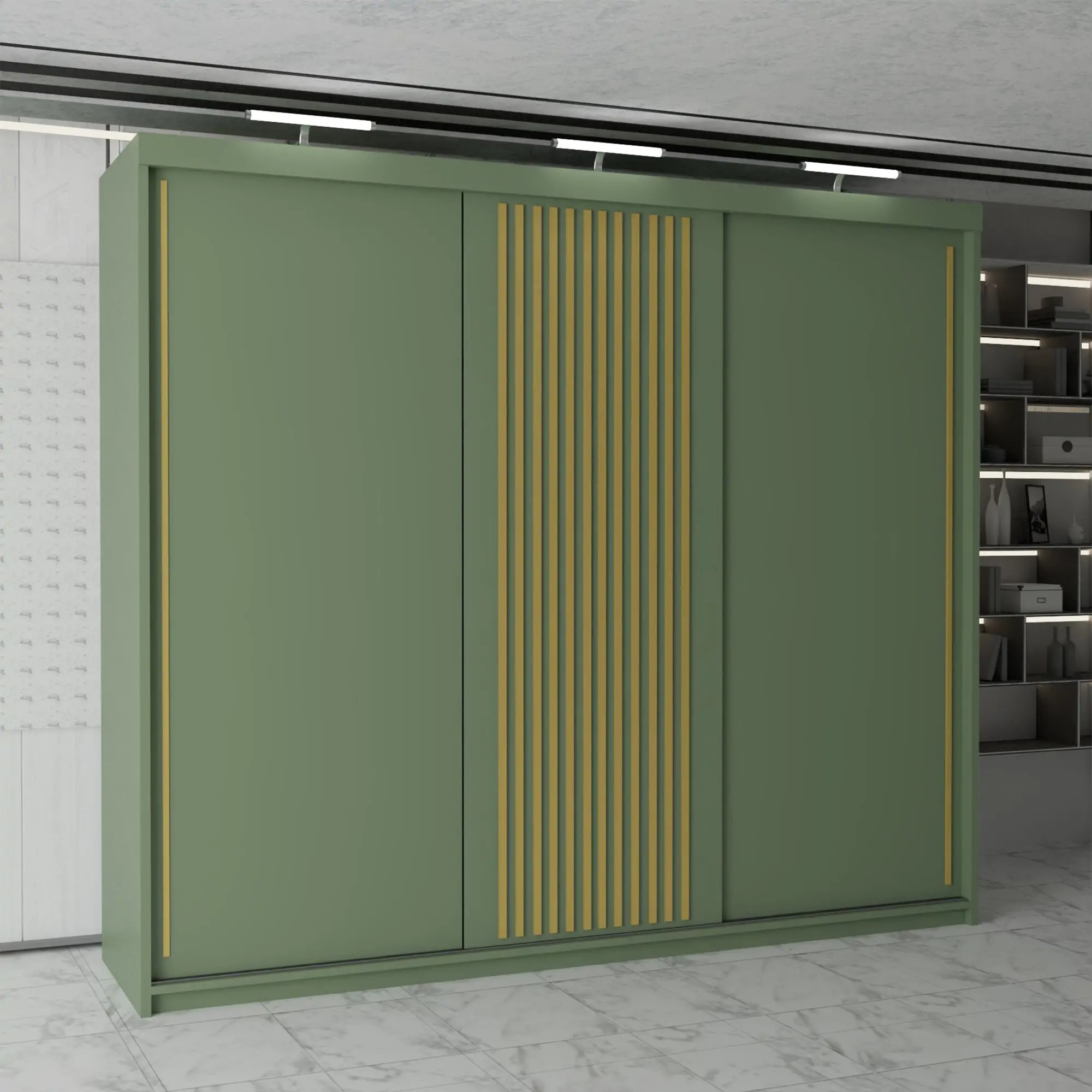 Pesto Green Sliding Door Wardrobe 3rd Branding (MN DB) - Image 7