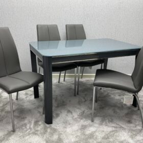Morano Black Glass Table with Carlo Chairs