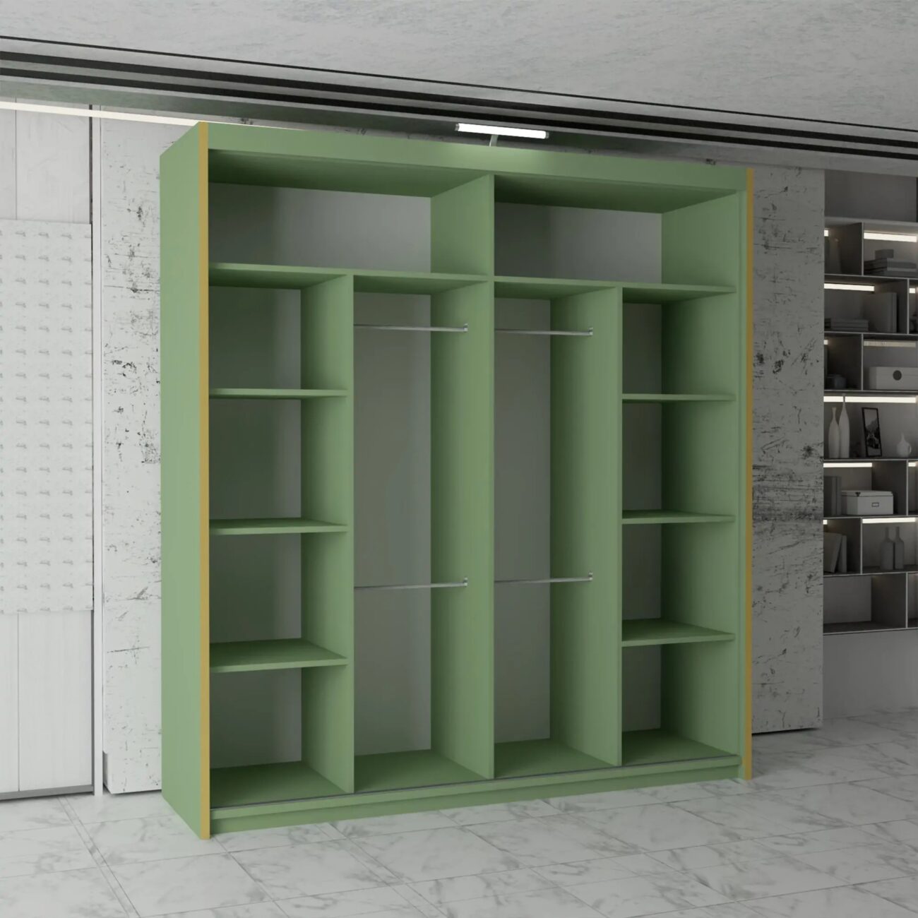 Pesto Green Sliding Door Wardrobe 3rd Branding (MN DB) - Image 9