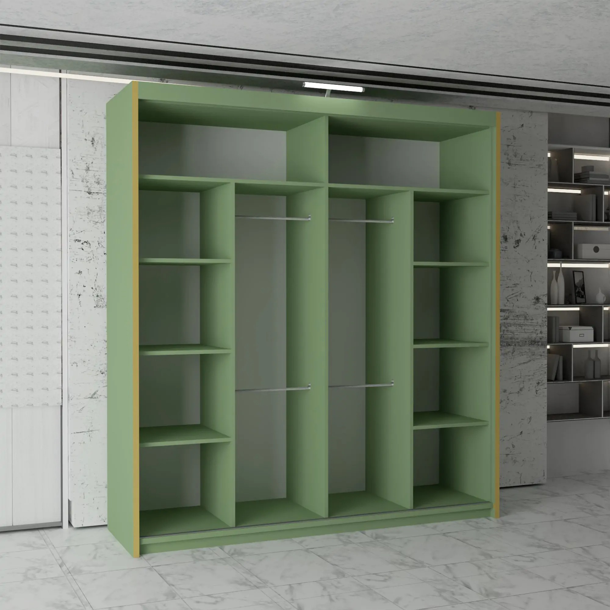 Pesto Green Sliding Door Wardrobe 3rd Branding (MN DB) - Image 3