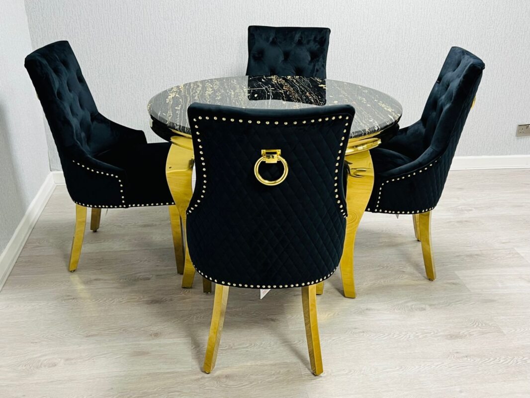 Sofia Black & Gold Dining Table – All Sizes - Image 2