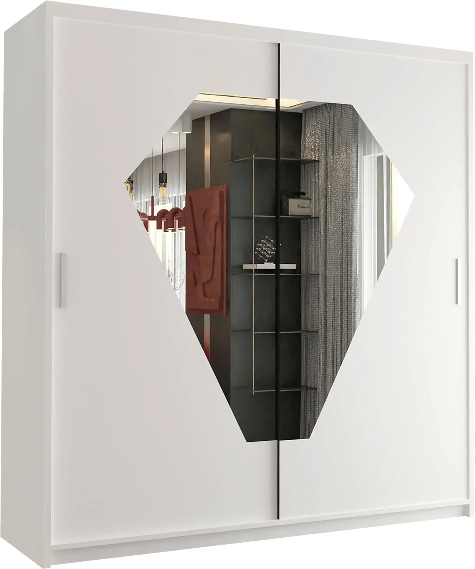 Diamond sliding Mirror Door Wardrobe - Image 3