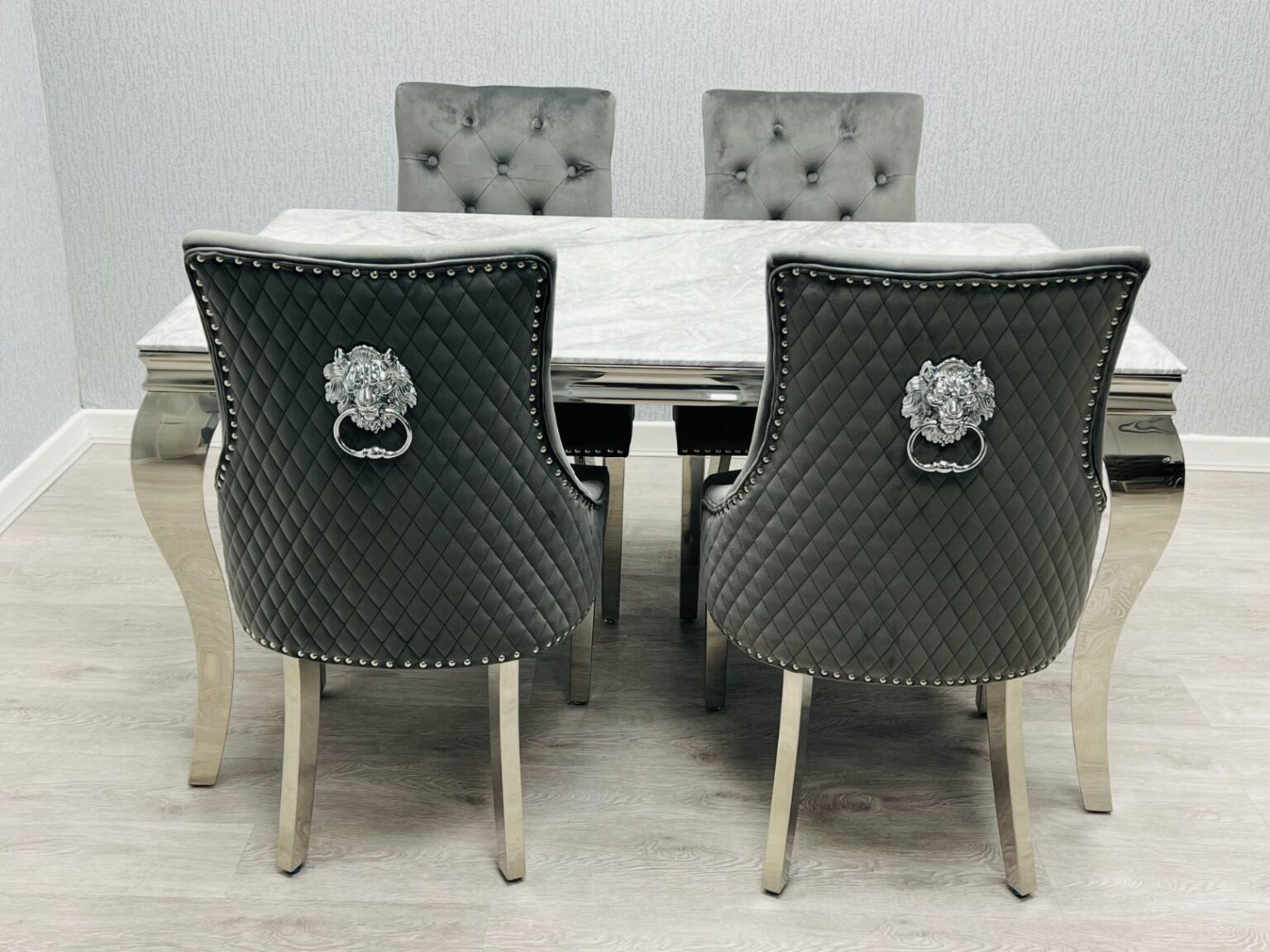 Sofia Grey & Silver Dining Table – All Sizes - Image 5