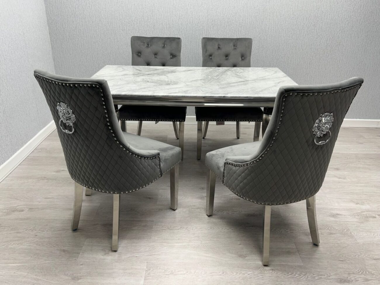 Sofia Grey & Silver Dining Table – All Sizes - Image 2