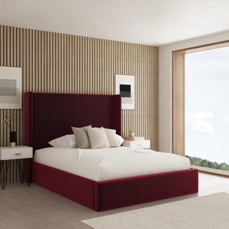 CLASSIC WINGED FABRIC UPHOLSTERED BED FRAME - Image 2