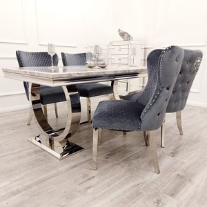 Chelsea Dining Chair ALL COLOURS with Lion Knocker & Buttoned Back - Image 6
